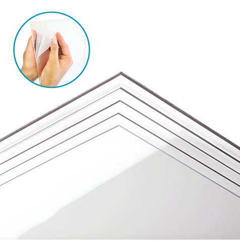 Lamina De Acrílico 2mm Transparente 60x90cm Pack 5