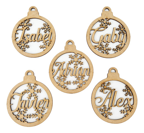 Kit 5 Esferas Navideñas Personalizadas Con Nombres 10cm