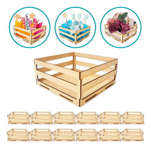 Kit Huacales De Madera Mdf 20x20- Pack 12