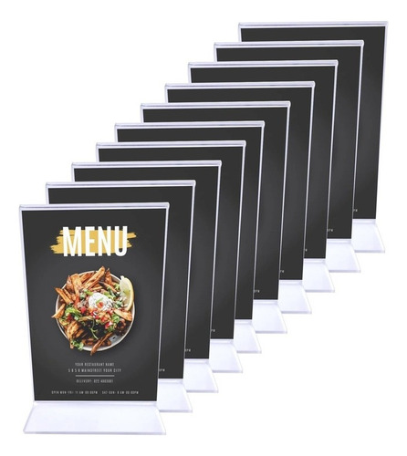 Porta Menú Menu Folleto Restaurante 14x10.5 2mm Pack 10 Transparente