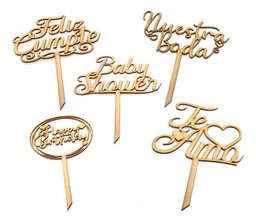 Letreros Pastel Cake Topper Fiesta - 24 Ud - Personalizado