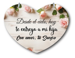 Letrero Pajes Boda Diseño Corazón 40x30cm Decoración L1