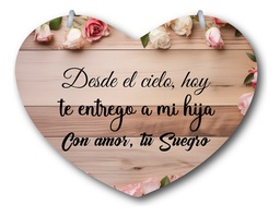 Letrero Pajes Boda Diseño Corazón 40x30cm Decoración E1