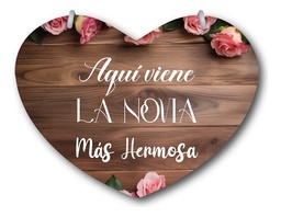 Letrero Pajes Boda Diseño Corazón 40x30cm Decoración G7