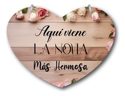 Letrero Pajes Boda Diseño Corazón 40x30cm Decoración E7