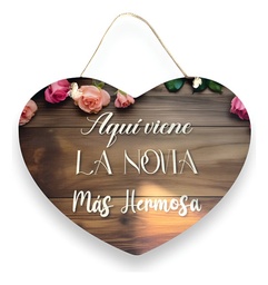 Letrero Pajes Boda Diseño Corazón 40x30cm Decoración F7