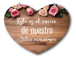 Letrero Pajes Boda Diseño Corazón 40x30cm Decoración K5