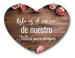 Letrero Pajes Boda Diseño Corazón 40x30cm Decoración G5