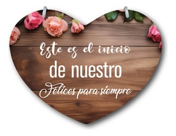 Letrero Pajes Boda Diseño Corazón 40x30cm Decoración F5