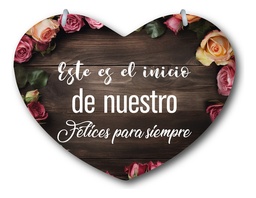 Letrero Pajes Boda Diseño Corazón 40x30cm Decoración M5