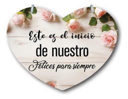 Letrero Pajes Boda Diseño Corazón 40x30cm Decoración L5