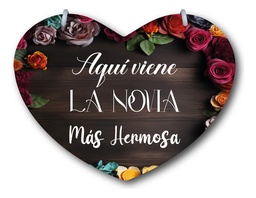 Letrero Pajes Boda Diseño Corazón 40x30cm Decoración B7