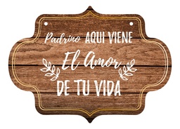 Letrero Cuadro Paje Boda Decoración 40x30cm P13 F15