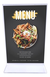 Porta Menú Acrílico Doble Vista Restaurant 14x10.5 Pack 16ud