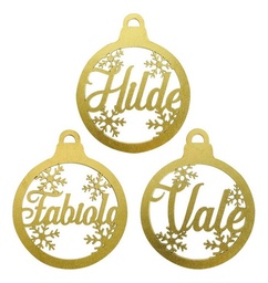 [MLM2693782678] Kit 10 Esferas Navidad Personalizada Nombre Color Oro 10cm