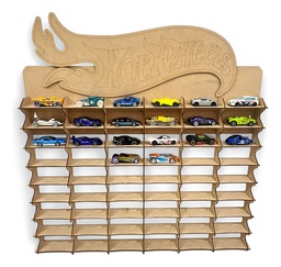 [MLMU3140513029] Exhibidor Repisa Para Hot Wheels 54 Carritos Natural Marrón Claro