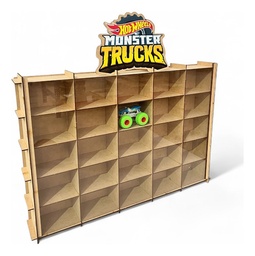 Exhibidor Carritos 25 Monster Truck O Monster Jam - Con Tapa Marrón Claro