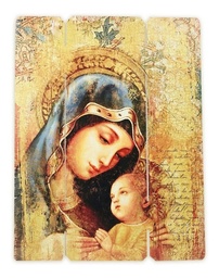 [Virgen2bebe3025] Cuadro Madona Con Niño Dios Impresión Directa Mdf 30x25cm