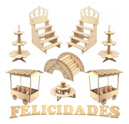 Muebles Para Mesa De Postres Y Dulces Xv Para Fiesta Kit A