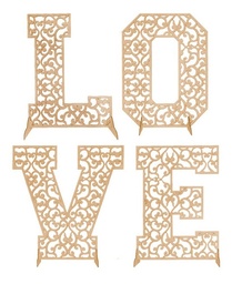 Letrero Love San Valentin Mdf Corte Laser 50 Cm 3mm