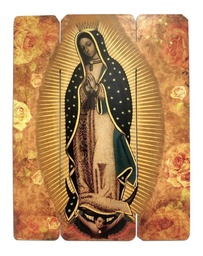 [VirgenFlor3025] Cuadro Virgen Guadalupe Impresión Directa Mdf 30x25cm M04