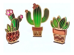 Cuadro Decorativo Cactus Oficina Hogar Triplay