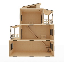 Casa Moderna De Muñecas Pequeñas  En Mdf 