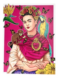 Cuadro Decorativo Vintage Hogar Oficina Frida Rosa 39x30