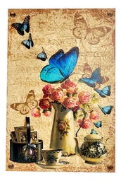 Cuadro Decorativo Vintage Hogar Oficina Mariposa Azul 40x60