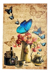 Cuadro Decorativo Vintage Hogar Oficina Mariposa Azul 20x30
