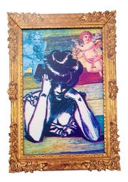 Cuadro Decorativo Vintage Hogar  Mujer Pensante Marco 26x37