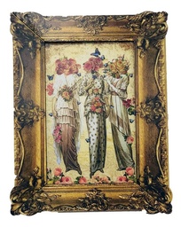 Cuadro Decorativo Vintage Hogar Oficina 3 Damas Marco 30x41