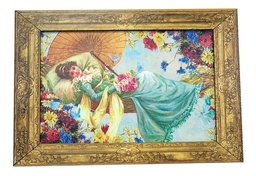 Cuadro Decorativo Vintage Hogar Mujer Reposando Marco 37x26